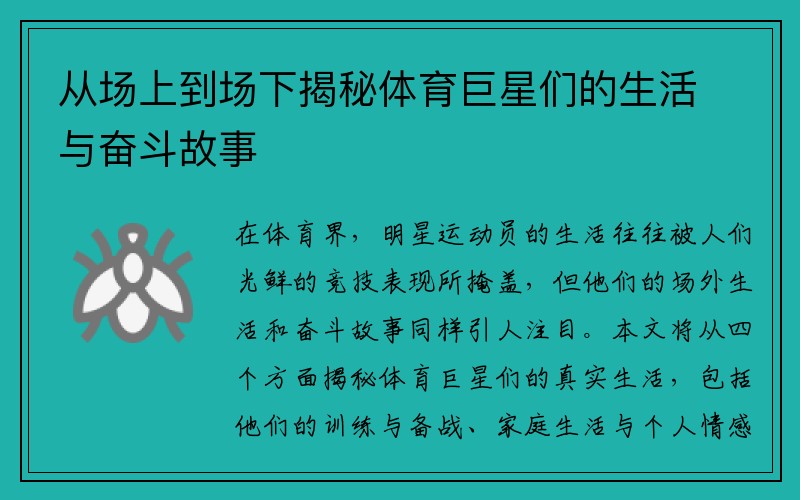 从场上到场下揭秘体育巨星们的生活与奋斗故事